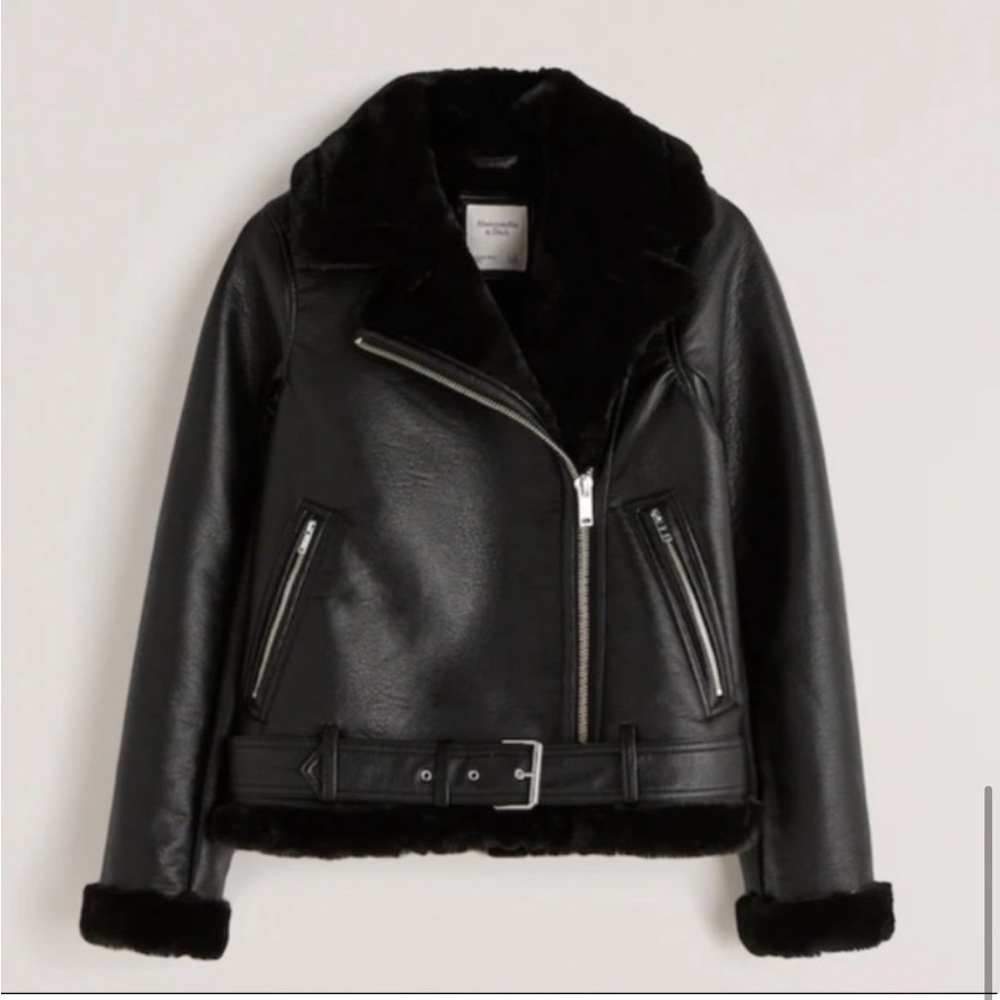 ABERCROMBIE VEGAN LEATHER AVIATOR JACKET